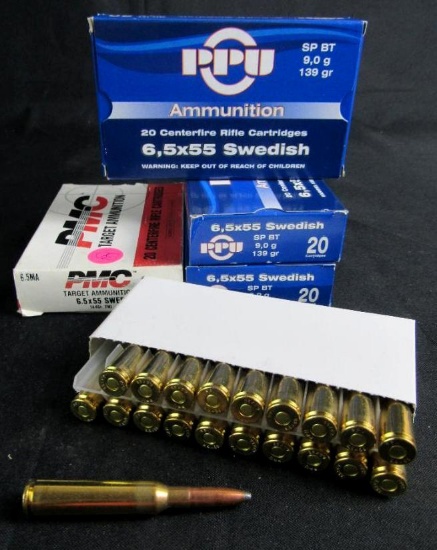 6.5x55 Swede Ammo- 4 Full Boxes RPU & PMC (80 Rounds Total)