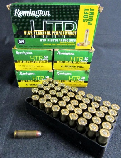41 Rem Mag Ammo- 5 Full Large Boxes Remington (250 Rounds Total)