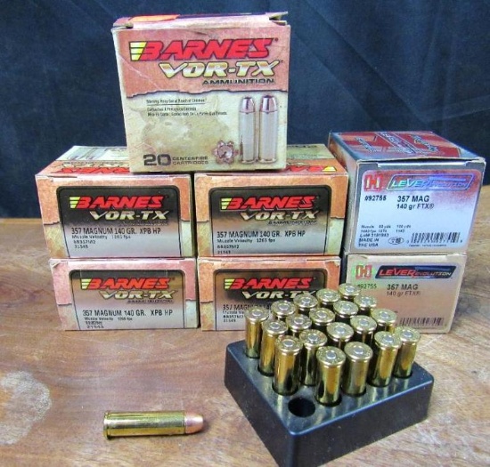 357 Magnum Ammo- 7 Full Boxes Hornady & Barnes Vort-TX (150 Rounds Total)