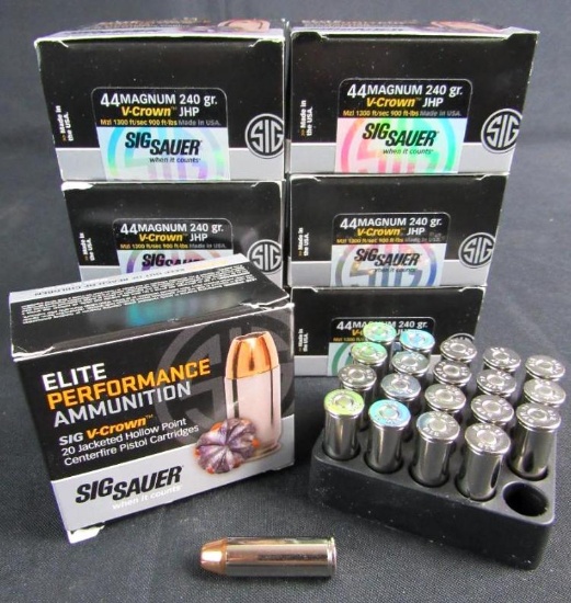 44 Mag Ammo- 7 Full Boxes Sig Sauer (140 Rounds Total)