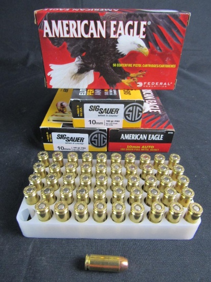 10mm Auto Ammo- 4 Full Large Boxes Sig Sauer & American Eagle (200 Rounds Total)