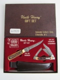 Schrade USA Uncle Henry 2-Knife Gift Set in Original Box- Stag Handle