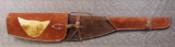 Excellent Vintage Tooled Leather & Suede 2 Pc. Rifle Scabbard