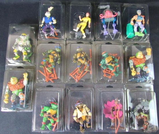 Lot (14) Vintage 1980's/90's Teenage Mutant Ninja Turtles Figures w/ Weapons/ Accessories