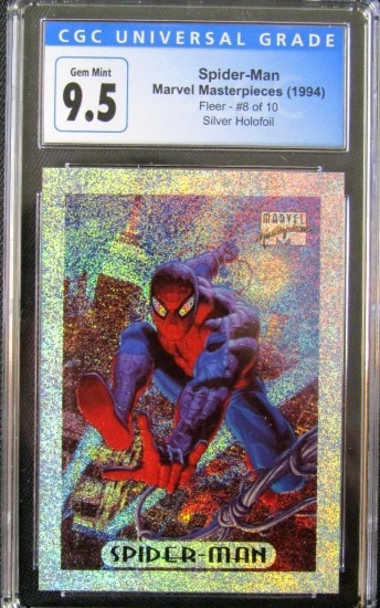 1994 Marvel Masterpieces Spider-Man Silver Holofoil Insert #8 CGC 9.5 Gem Mint!