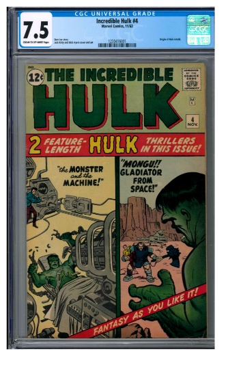 Incredible Hulk #4 (1962) Key Origin Retold/ Iconic Silver Age Issue CGC 7.5