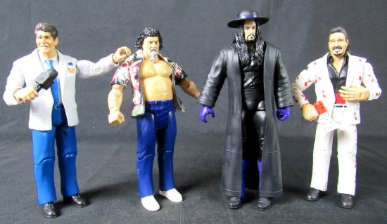 Lot (4) Mattel/ Jakks WWE Wrestling Figures- Captain Lou, Jimmy Hart, Undertaker, Vince