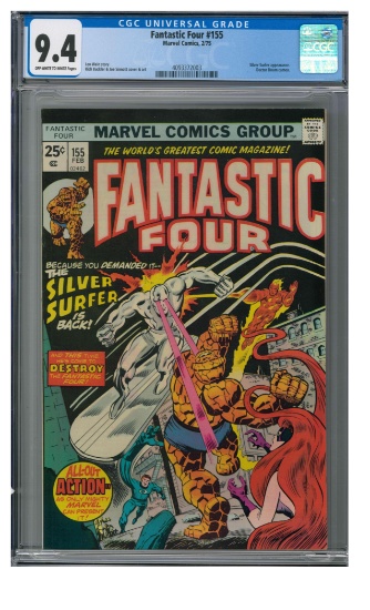 Fantastic Four #155 (1975) Bronze Age Classic Silver Surfer Cover CGC 9.4