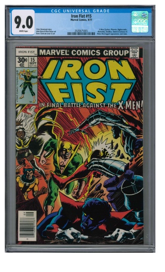 Iron Fist #15 (1977) Bronze Age Key Issue/ X-Men Appear/ Last Issue CGC 9.0
