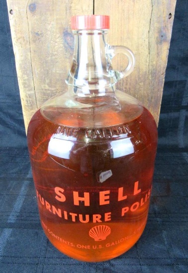 Rare Vintage Shell Oil Co. Furniture Polish 1 Gallon Glass Jug