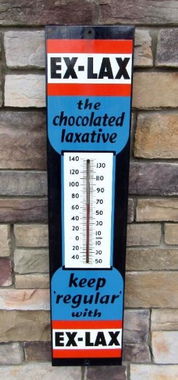 Outstanding Ex-Lax Porcelain Advertising Thermometer 36"