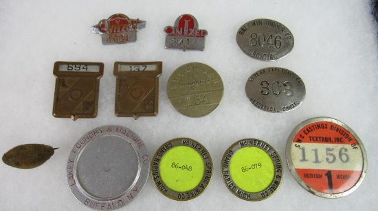 Lot (12) Vintage/ Antique Employee/ Worker Badges