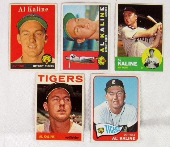 Al Kaline Topps Lot- 1958, 1960, 1963, 1964, 1965