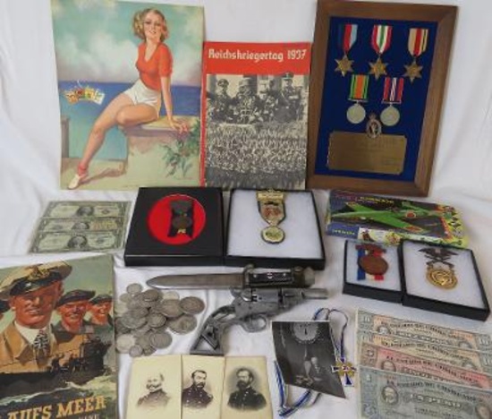 HUGE AUCTION- Military Coins Pin-Up Paper & More