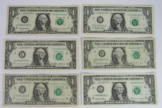 (4) Neat U.S. $1.00 "Liar's Poker" Notes
