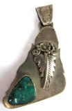 Large & Heavy Silver/Turquoise Pendant