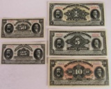 (5) 1915 State of Sonora Currency Notes
