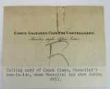 Calling Card From Mussolini's Son-In-Law