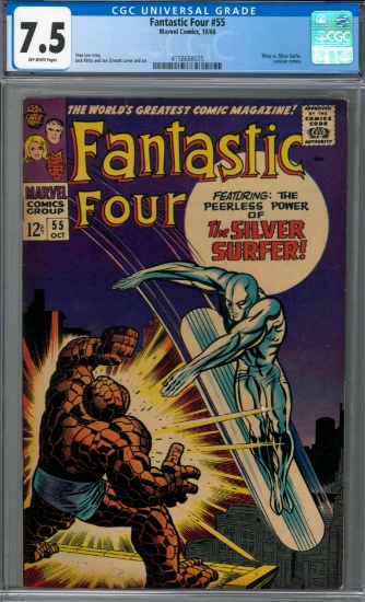 Fantastic Four #55 (1966) Iconic Silver Surfer/ Thing Silver Age Cover CGC 7.5