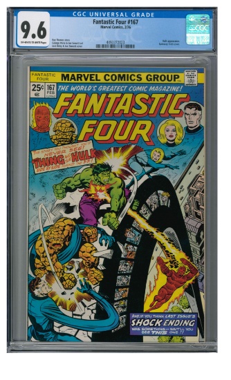 Fantastic Four #167 (1976) Bronze Age Classic Hulk/ Thing Cover CGC 9.6