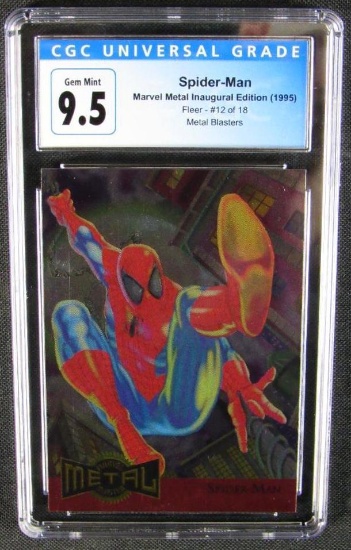 1995 Fleer Marvel Metal Blasters #12 SPIDER-MAN Card CGC 9.5 Gem Mint!