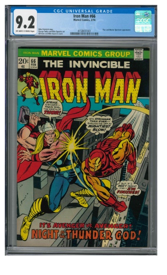 Iron Man #66 (1974) Iconic Bronze Age Cover Vs. Thor CGC 9.2