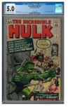 Incredible Hulk #5 (1963) Silver Age Key Issue 1st Tyrannus CGC 5.0