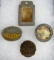 (4) Antique Employee Worker Badges including Detroit Harvester, Dupont, +