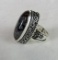 Beautiful Sterling Silver and Lapidary Gemstone Cocktail Ring , Size 8.5
