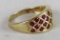 Beautiful 10K Gold Garnet/ Ruby? Ladies Cocktail Ring, Signed PDN Size 8