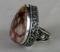 Beautiful Sterling Silver and Lapidary Gemstone Cocktail Ring , Size 9