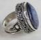 Beautiful Sterling Silver and Lapidary Gemstone Cocktail Ring , Size 8.5