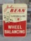 Vintage Original 1960's John Bean Wheel Balancing Dbl Sided Steel Service Station Sign 27 x 39