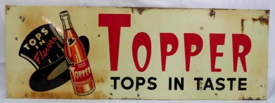 Antique Original Topper Soda Metal Sign 11 x 32"
