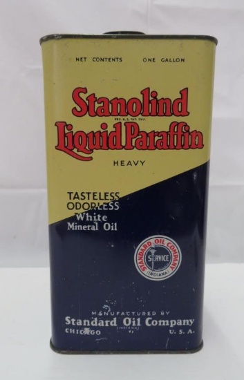 Antique Standard Oil Co. Liquid Paraffin Square Gallon Metal Oil Can