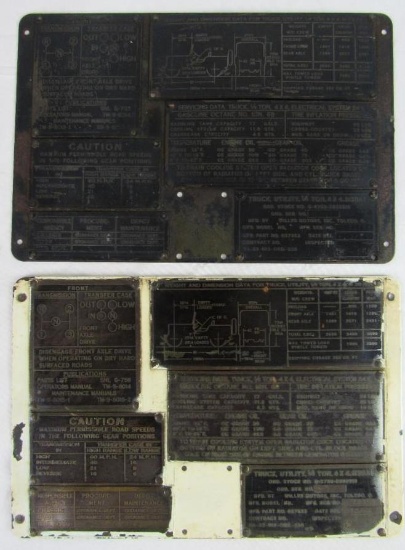 Lot of (2) Willy's Jeep M38A1 Data Plates from 1954 & 1955