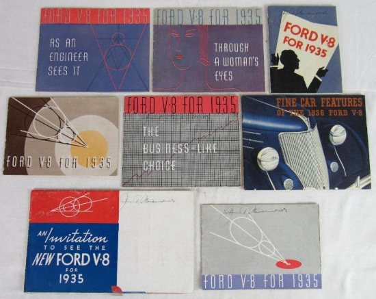 Lot of (8) 1930's Ford V-8 Auto Dealer Advertising Brochures