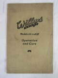 1923 First Edition Willy's Knight Model 64 & 67 Auto Operator's Manual