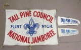 Rare Original 1950 Boy Scouts of America National Jamboree Canvas Banner & 2 Patrol Flags (Valley