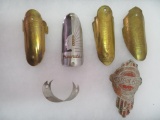 Lot (6) Antique Bicycle Head Badges Arnold Schwinn, Goodyear, Mercury, Hiawatha+