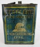 Antique 1890's Zerolene 1 Gallon Metal Anti-freeze Oil Can w/ Polar Bear Graphics