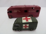 (2) Antique Dinky Toys Diecast Vehicles- Express Horse Van (Truck), & Military Ambulance