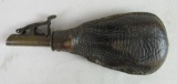 Antique Leather and Brass Gun Powder Flask