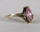 Beautiful 10K Gold Pink Ice Cocktail Ring, Size 6