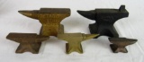 Collection (5) Antique Cast Iron Miniature Anvils