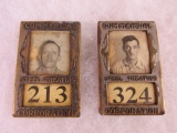 2 Vintage Employee Photo Worker Badges, Commercial Steel Treating Corp.