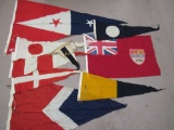 Collection of Antique Linen Nautical/ Maritime Flags/ Pennants