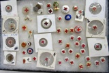 Large Grouping Antique & Vintage Red Cross Pins