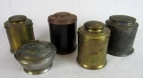Lot (5) Antique Tobacco Humidors- Brass