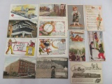 Grouping Antique Advertising Postcards- Cracker Jack, Garland Stoves, Railroad, Pocket Watches, etc